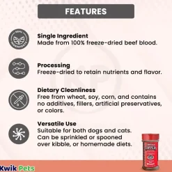Northwest Naturals Functional Freeze Dried Dog & Cat Food Topper Beef Blood 3.5-oz