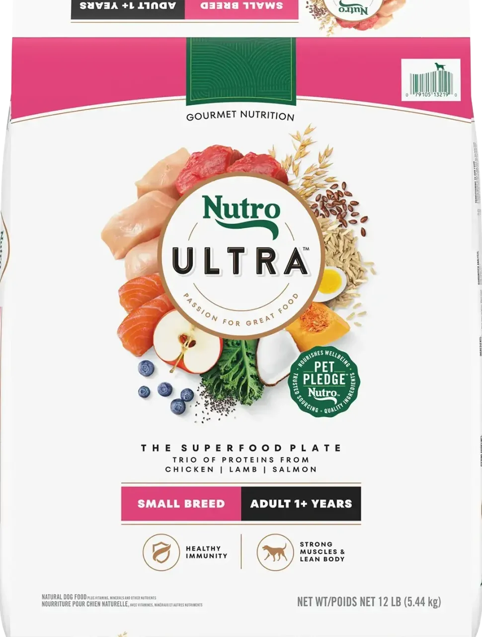 Nutro Ultra Small Breed Adult Dry Dog Food Chicken, Lamb & Salmon Plate 12-lb