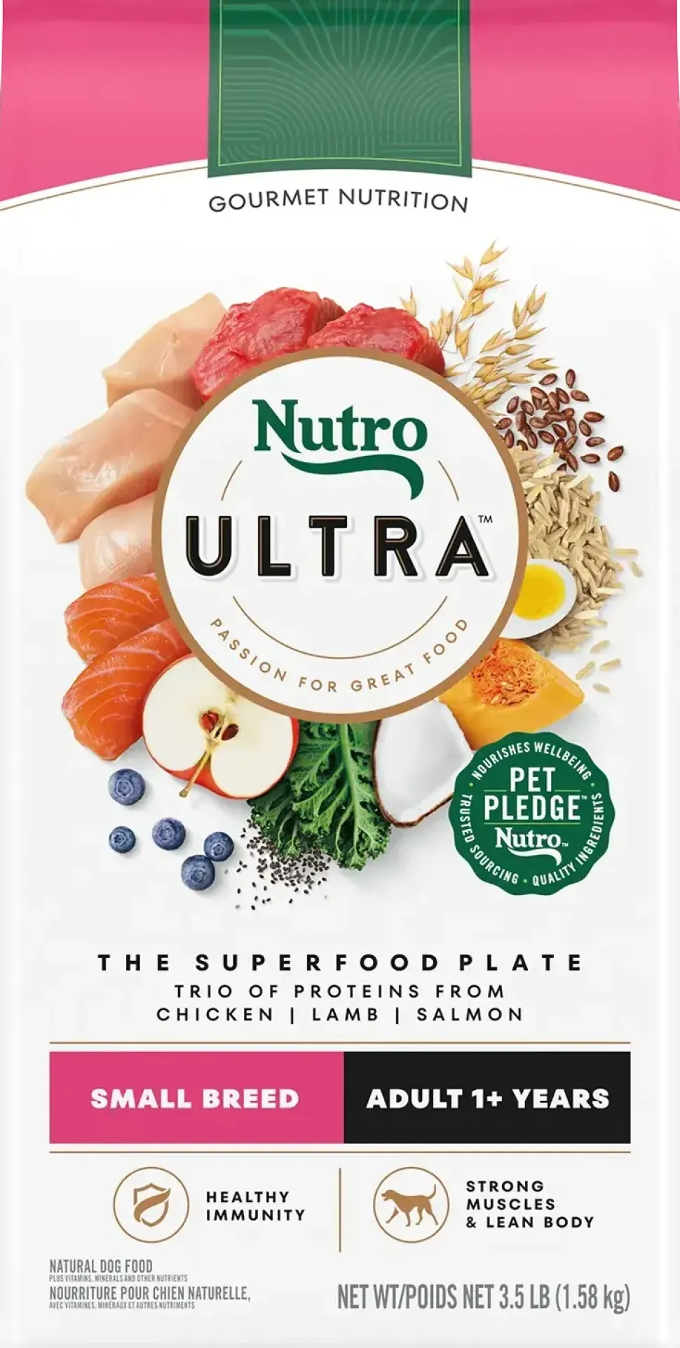 Nutro Ultra Small Breed Adult Dry Dog Food Chicken, Lamb & Salmon Plate 3.5-lb