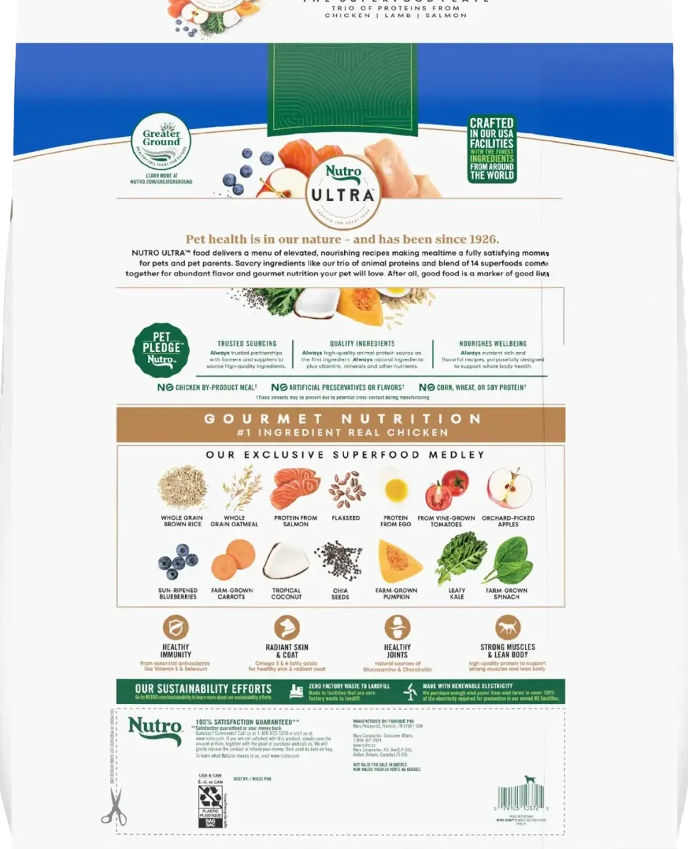Nutro Ultra Trio of Proteins from Chicken, Lamb & Salmon Large Breed Adult Dry Dog Food 30-lb
