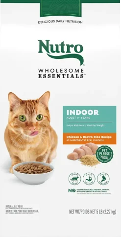 Nutro Wholesome Essentials Chicken & Brown Rice Healthy Weight Indoor Adult Dry Cat Food 5-lb