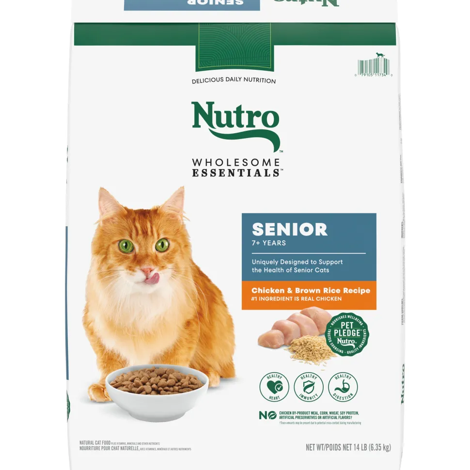 Nutro Wholesome Essentials Chicken & Brown Rice Recipe Senior Dry Cat Food 14-lb