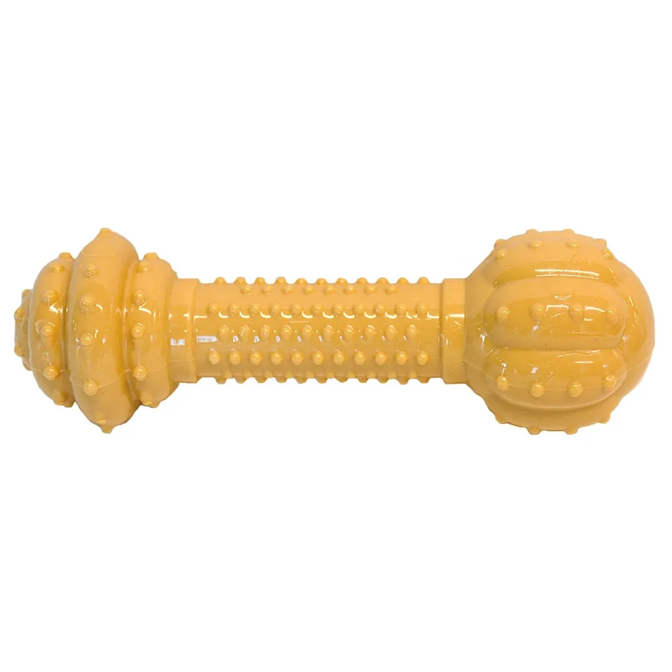 Nylabone Barbell Power Chew Durable Dog Toy Peanut Butter Medium/Wolf - Up To 35 lbs