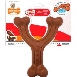 Nylabone Ergonomic Hold & Chew Wishbone Power Chew Durable Dog Toy Bison Large/Giant - Up To 50 lbs