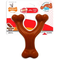 Nylabone Ergonomic Hold & Chew Wishbone Power Chew Durable Dog Toy Bison Small/Regular - Up To 25 Ibs