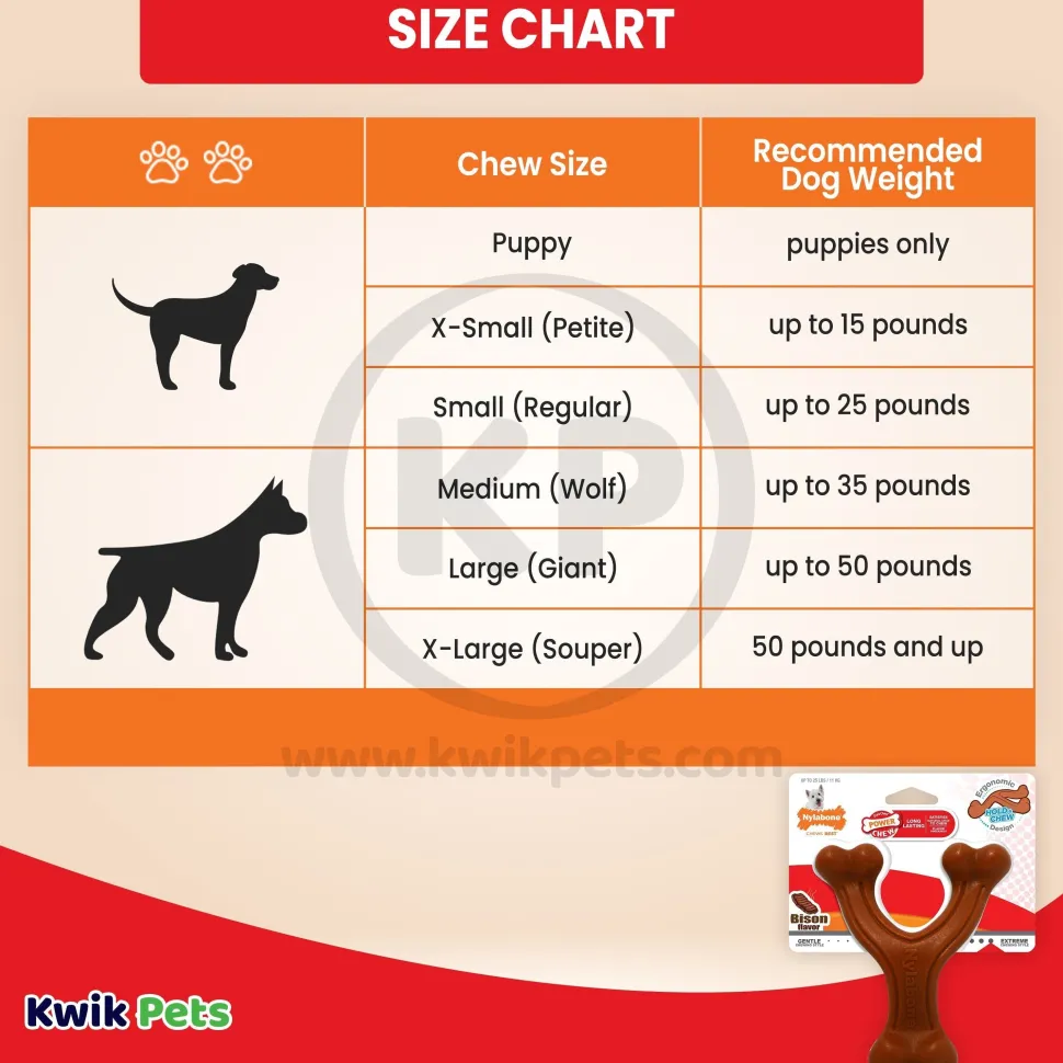 Nylabone Ergonomic Hold & Chew Wishbone Power Chew Durable Dog Toy Bison Small/Regular - Up To 25 Ibs