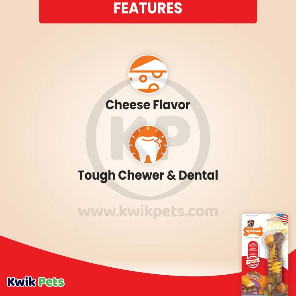 Nylabone Flavor Frenzy Power Chew Durable Dog Toy Philly Cheesesteak XL/Souper - 50+ lbs