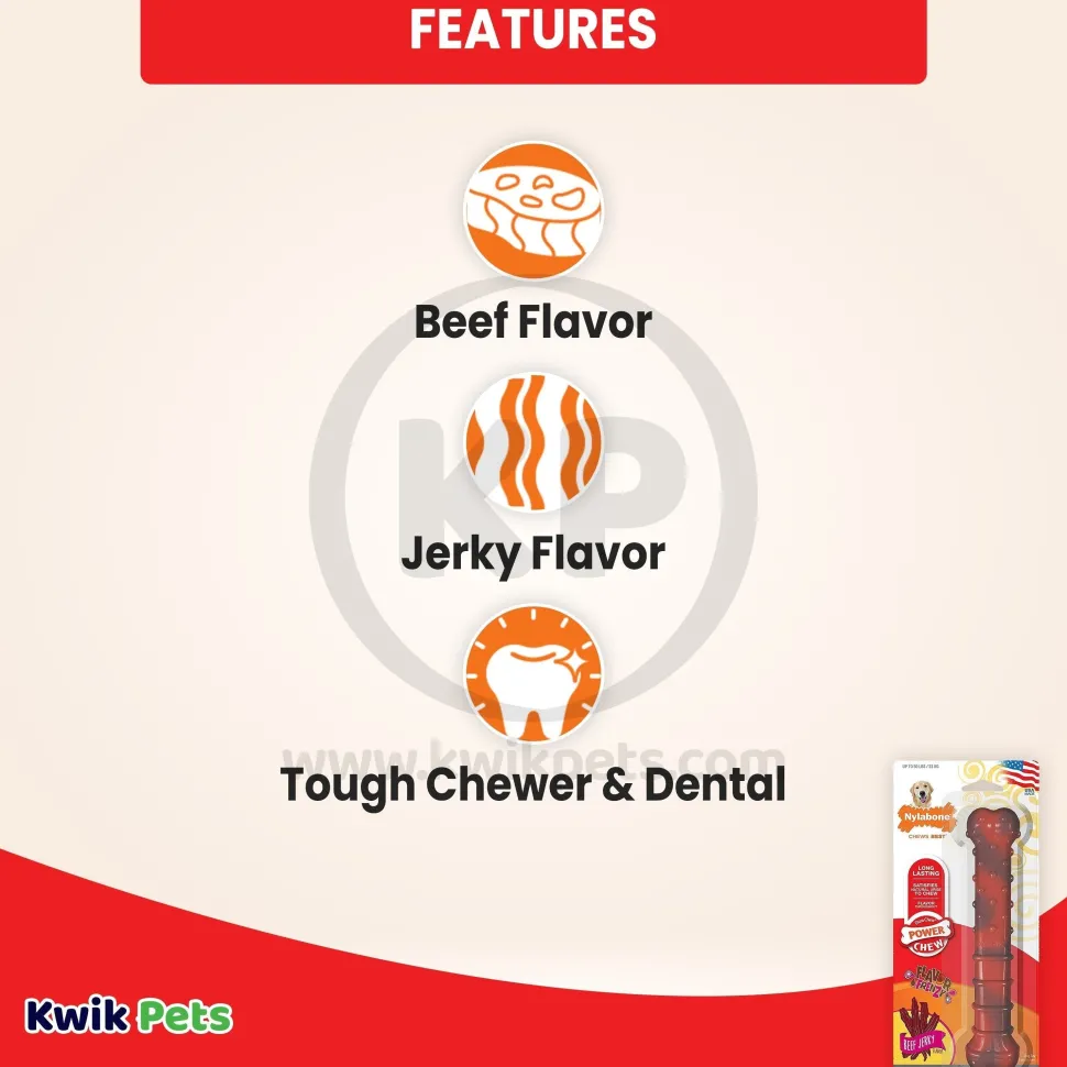 Nylabone Flavor Frenzy Power Chew Durable Dog Toy Beef Jerky Large/Giant - Up To 50 lbs