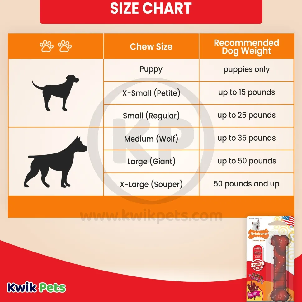 Nylabone Flavor Frenzy Power Chew Durable Dog Toy Beef Jerky Small/Regular - Up To 25 Ibs