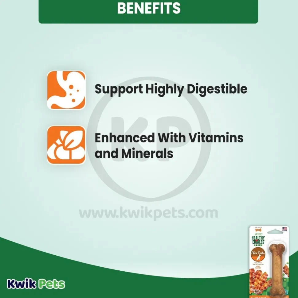 Nylabone Healthy Edibles All-Natural Long Lasting Dog Chew Treats Bacon Small/Regular - Up To 25 Ibs 1 Count