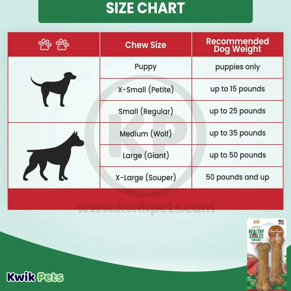 Nylabone Healthy Edibles All-Natural Long Lasting Dog Chew Treats Roast Beef XS/Petite - Up To 15 lbs 2 Count