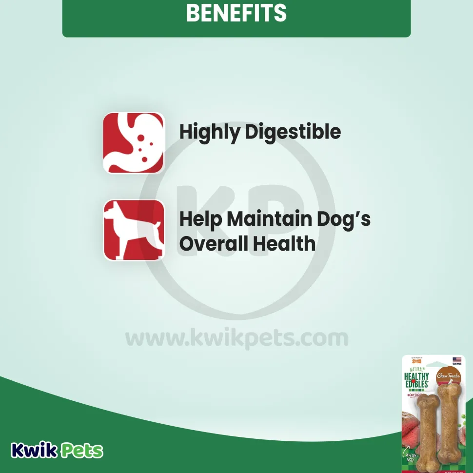 Nylabone Healthy Edibles All-Natural Long Lasting Dog Chew Treats Roast Beef XS/Petite - Up To 15 lbs 2 Count
