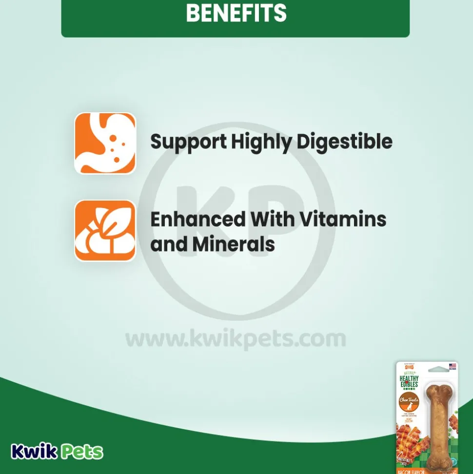 Nylabone Healthy Edibles All-Natural Long Lasting Chew Treats Bacon Medium/Wolf - Up To 35 lbs 1 Count