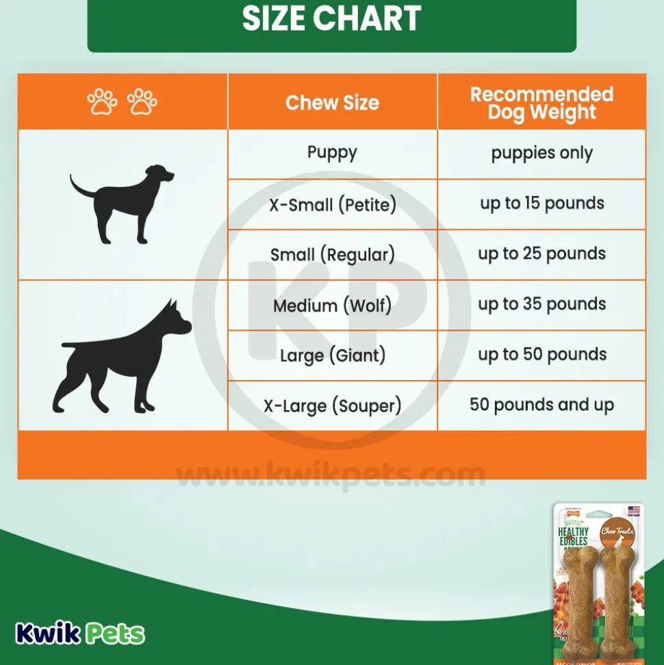 Nylabone Healthy Edibles All-Natural Long Lasting Chew Treats Bacon Medium/Wolf - Up To 35 lbs 2 Count