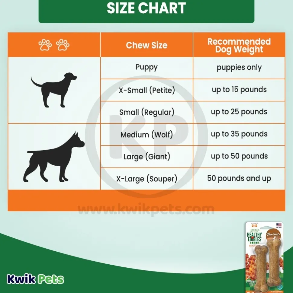 Nylabone Healthy Edibles All-Natural Long Lasting Chew Treats Bacon XS/Petite - Up To 15 lbs 2 Count