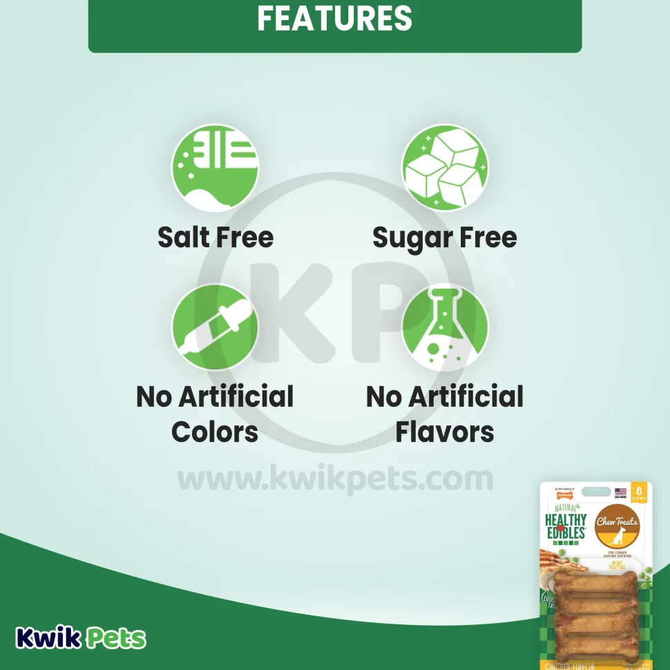 Nylabone Healthy Edibles All-Natural Long Lasting Dog Chew Treats Chicken XS/Petite - Up To 15 lbs 8 Count
