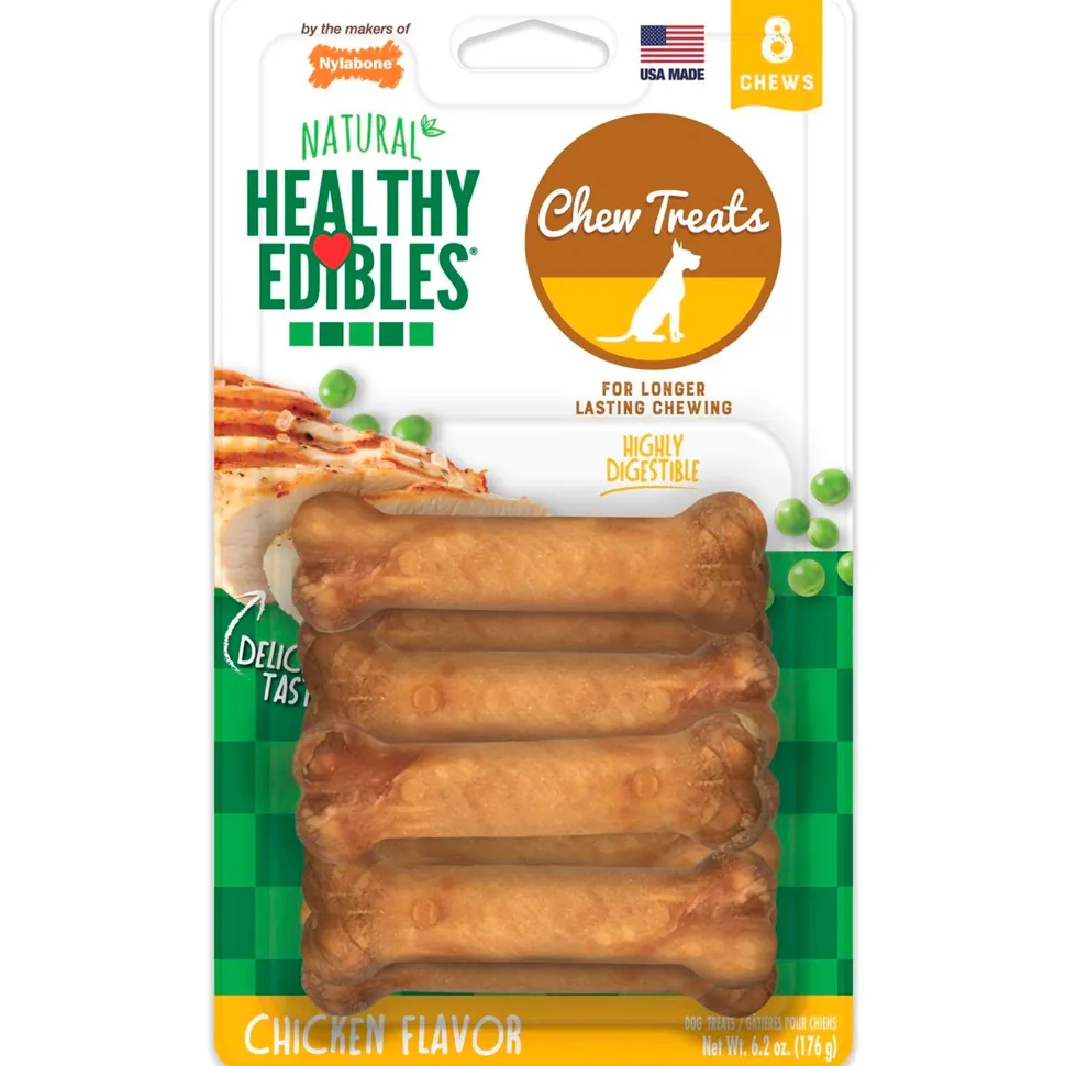 Nylabone Healthy Edibles All-Natural Long Lasting Dog Chew Treats Chicken XS/Petite - Up To 15 lbs 8 Count