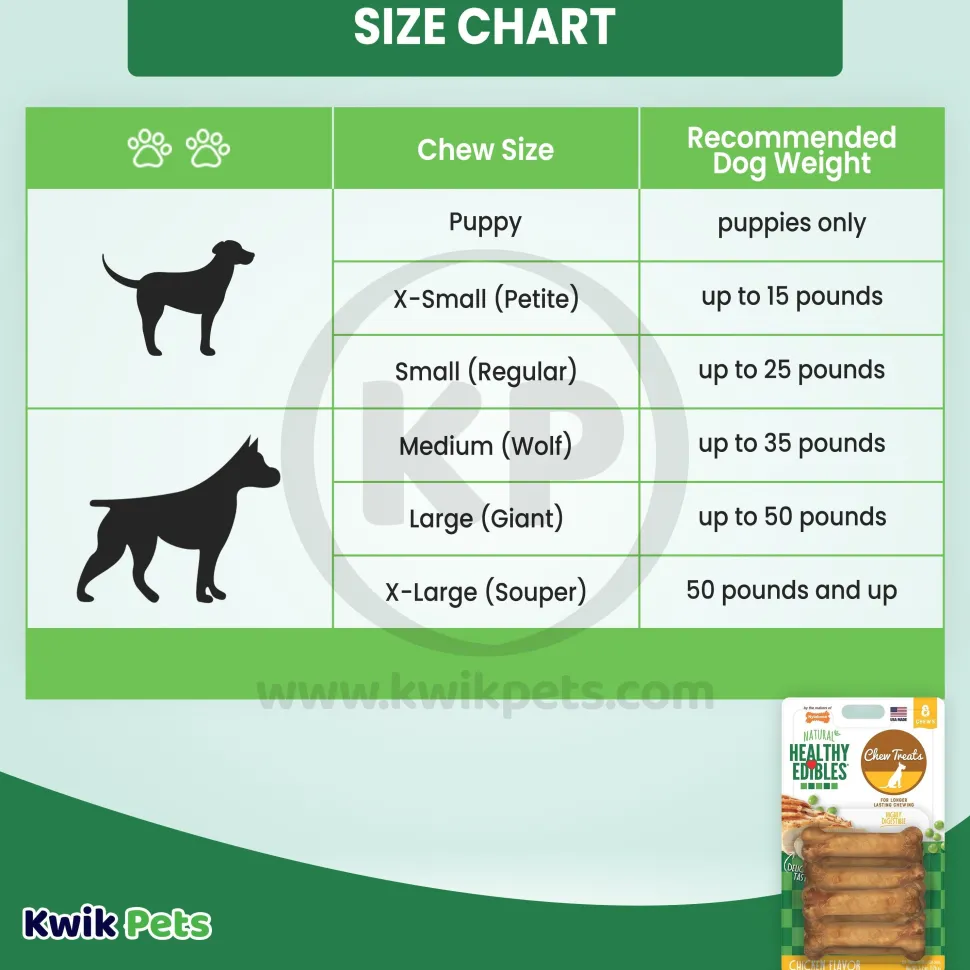 Nylabone Healthy Edibles All-Natural Long Lasting Dog Chew Treats Chicken XS/Petite - Up To 15 lbs 8 Count