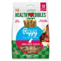 Nylabone Healthy Edibles Animal-Shaped Puppy Chew Treats Lamb & Apple Small/Regular - Up To 25 Ibs 12 Count