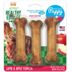 Nylabone Healthy Edibles Animal-Shaped Puppy Chew Treats Lamb & Apple Small/Regular - Up To 25 Ibs 3 Count