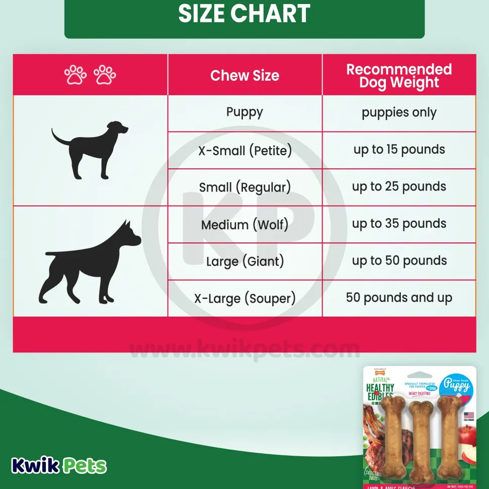 Nylabone Healthy Edibles Animal-Shaped Puppy Chew Treats Lamb & Apple Small/Regular - Up To 25 Ibs 3 Count