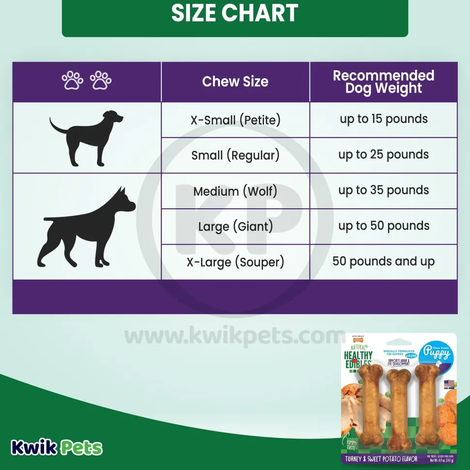 Nylabone Healthy Edibles Puppy Chew Treats Turkey & Sweet Potato Small/Regular - Up To 25 lbs 3 Count
