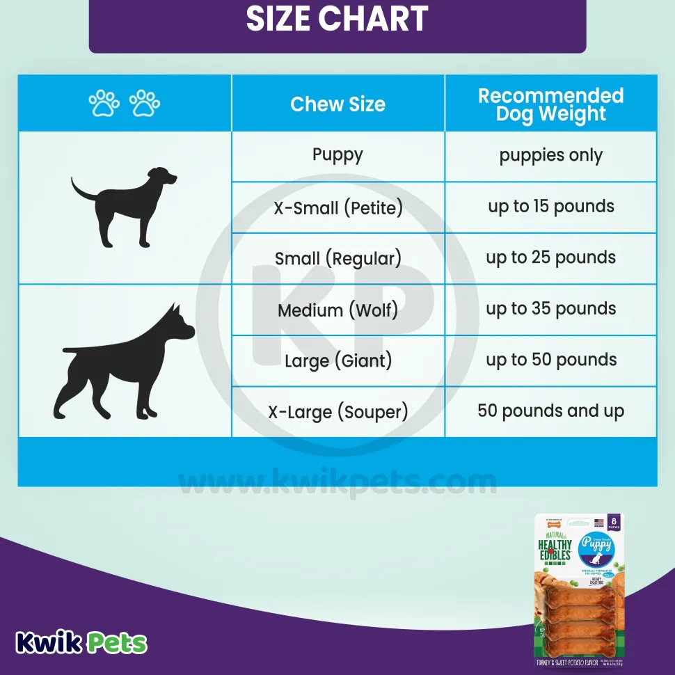 Nylabone Healthy Edibles Puppy Chew Treats Turkey & Sweet Potato XS/Petite - Up To 15 lbs 8 Count