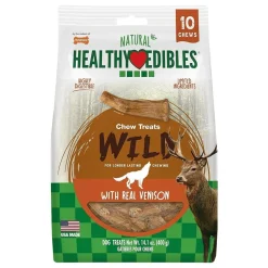 Nylabone Healthy Edibles Wild Antler Natural Long Lasting Dog Chew Treats Venison Large/Giant - Up To 50 lbs 10 Count