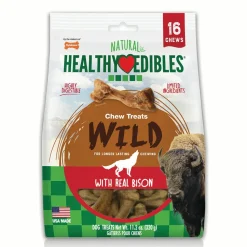 Nylabone Healthy Edibles Wild Natural Long Lasting Dog Chew Treats Bison Small/Regular - Up To 25 lbs 16 Count