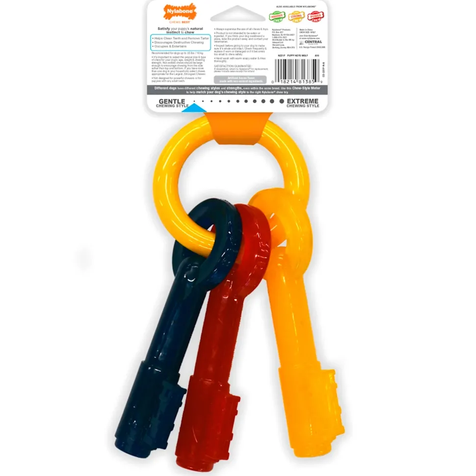 Nylabone Just for Puppies Teething Chew Toy Keys Bacon Medium/Wolf - Up To 35 lbs