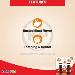 Nylabone Power Chew Basted Blast Dual Flavored Dog Toys Bacon & Steak XS/Petite - Up To 15 lbs 2 Count