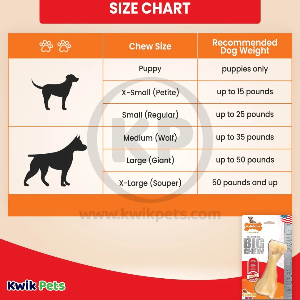 Nylabone Power Chew Big Knuckle Bone Dog Toy Chicken XXL/Monster - 50++ lbs