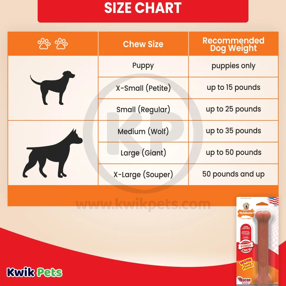 Nylabone Power Chew Dog Toy Bacon Large/Giant - Up To 50 lbs