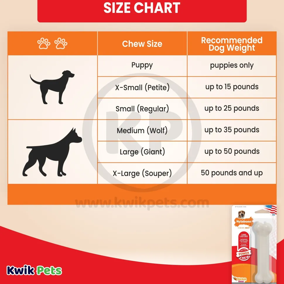 Nylabone Power Chew Dog Toy Chicken Medium/Wolf - Up To 35 lbs
