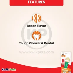 Nylabone Power Chew Double Action Durable Dog Toy Bacon Medium/Wolf - Up To 35 lbs