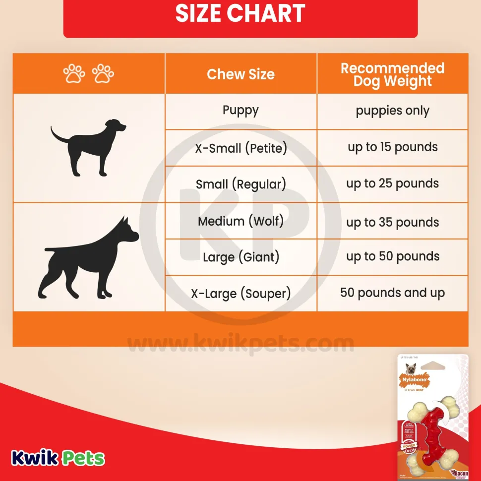 Nylabone Power Chew Double Bone Dog Toy Bacon XS/Petite - Up To 15 lbs