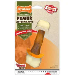 Nylabone Power Chew Femur Bone Alternative Dog Toy Beef Medium/Wolf - Up To 35 lbs