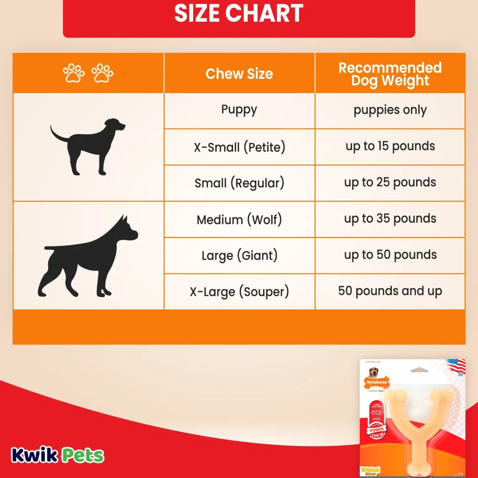 Nylabone Power Chew Original Wishbone Adult Dog Toy Medium/Wolf - Up To 35 lbs
