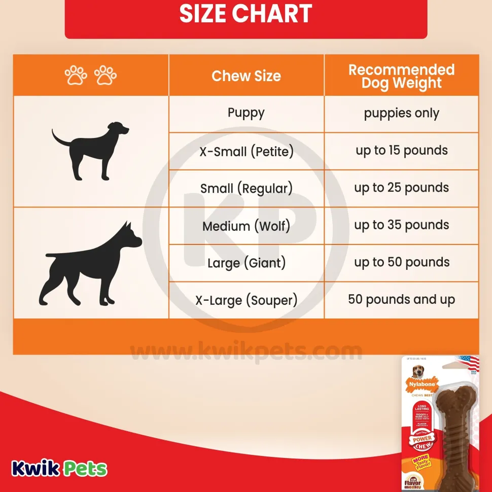 Nylabone Power Chew Textured Bone Dog Toy Medley Flavor Medium/Wolf - Up To 35 lbs