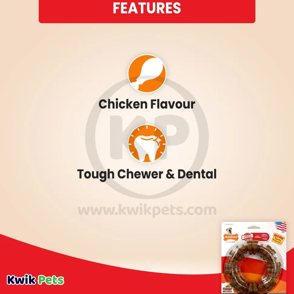 Nylabone Power Chew Textured Ring Dog Toy Medley Flavor XL/Souper - 50+ lbs