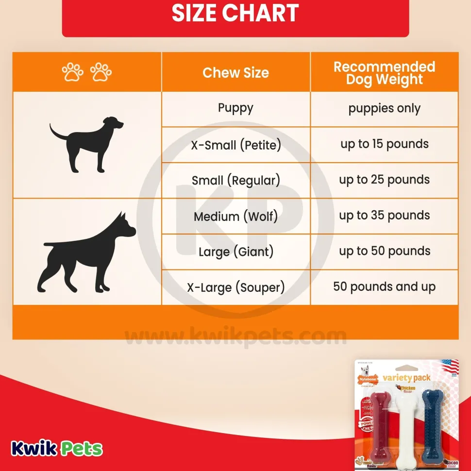 Nylabone Power Chew Variety Triple Pack Chicken Bacon & Peanut Butter Small/Regular - Up To 25 Ibs 3 Count