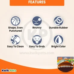 Nylabone Power Play Football Gripz Dog Toy Medium/Wolf - Up To 35 lbs 5.5-in