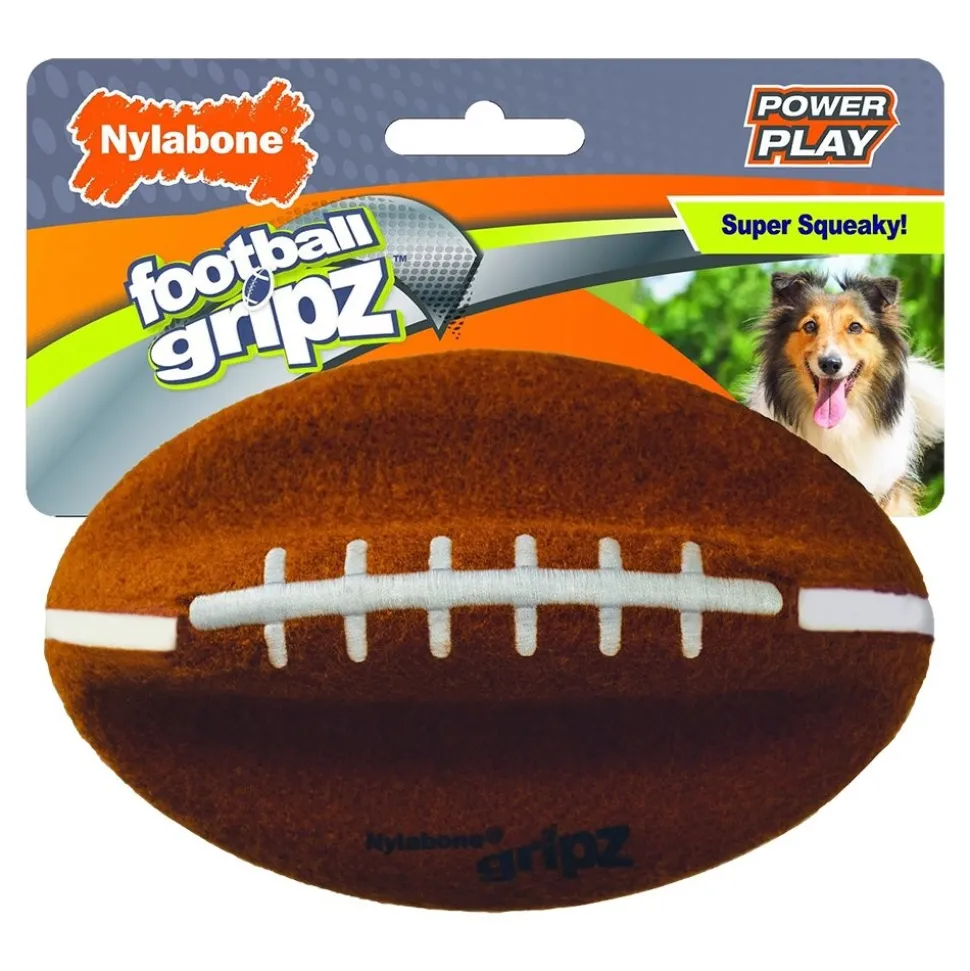 Nylabone Power Play Football Gripz Dog Toy Medium/Wolf - Up To 35 lbs 5.5-in