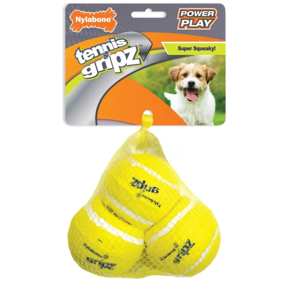 Nylabone Power Play Tennis Gripz Balls Dog Toy Small/Regular - Up To 25 lbs