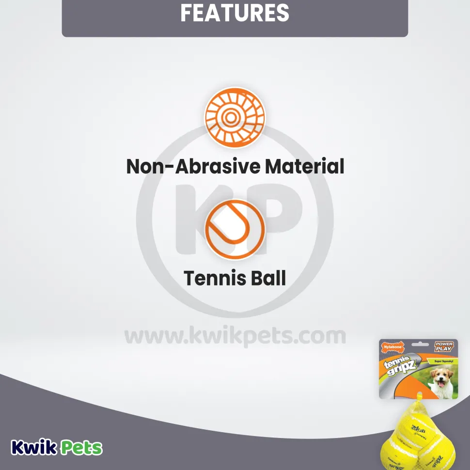 Nylabone Power Play Tennis Gripz Balls Dog Toy Medium/Wolf - Up To 35 lbs