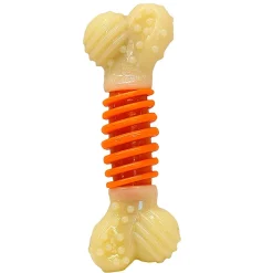 Nylabone PRO Action Dental Power Chew Durable Dog Toy Bacon Flavor Orange Medium/Wolf - Up To 35 lbs