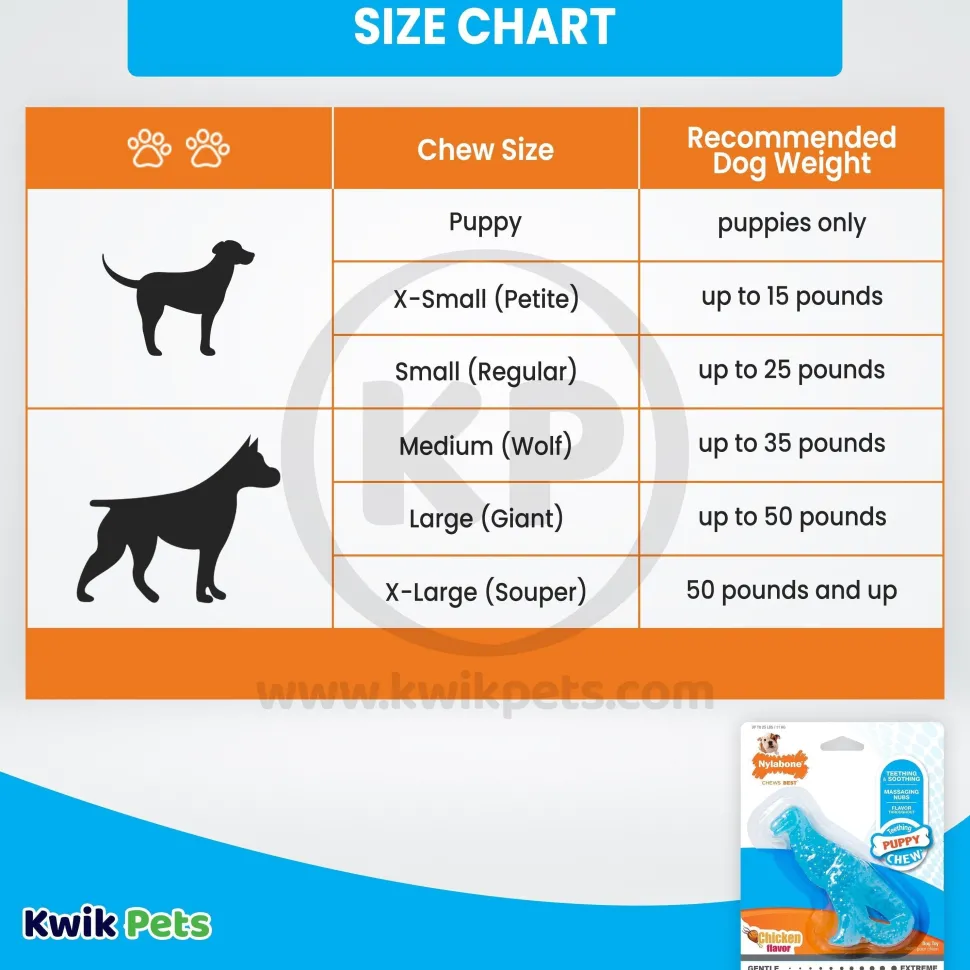 Nylabone Puppy Chew Dental Dinosaur Toy for Teething Chicken Flavor Small/Regular - Up To 25 Ibs
