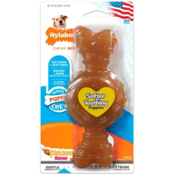 Nylabone Puppy Chew Ring Bone Teething Toy Chicken Medium/Wolf - Up To 35 lbs