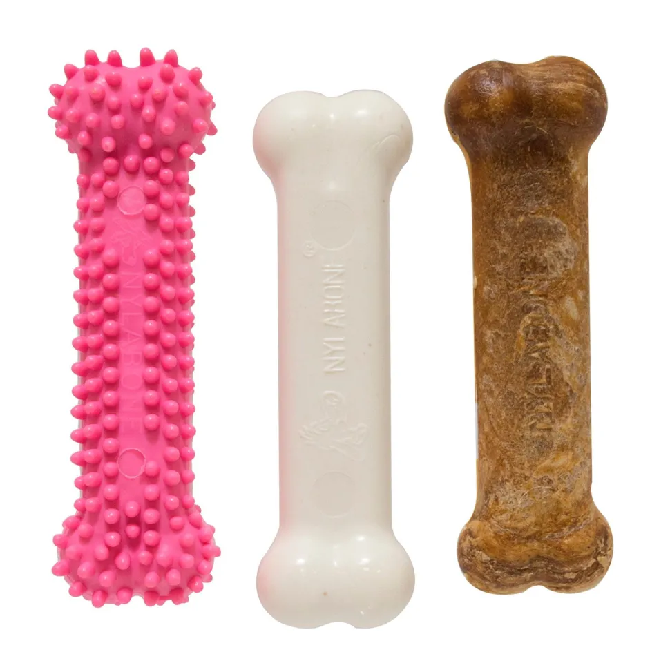 Nylabone Puppy Chew Toy & Treat Variety Triple Pack Chicken Starter Kit Small/Regular - Up To 25 Ibs 3 Count