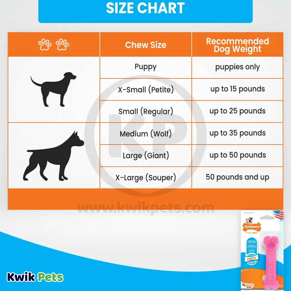 Nylabone Puppy Teething & Soothing Flexible Chew Toy Chicken Flavor Pink XS/Petite - Up To 15 lbs